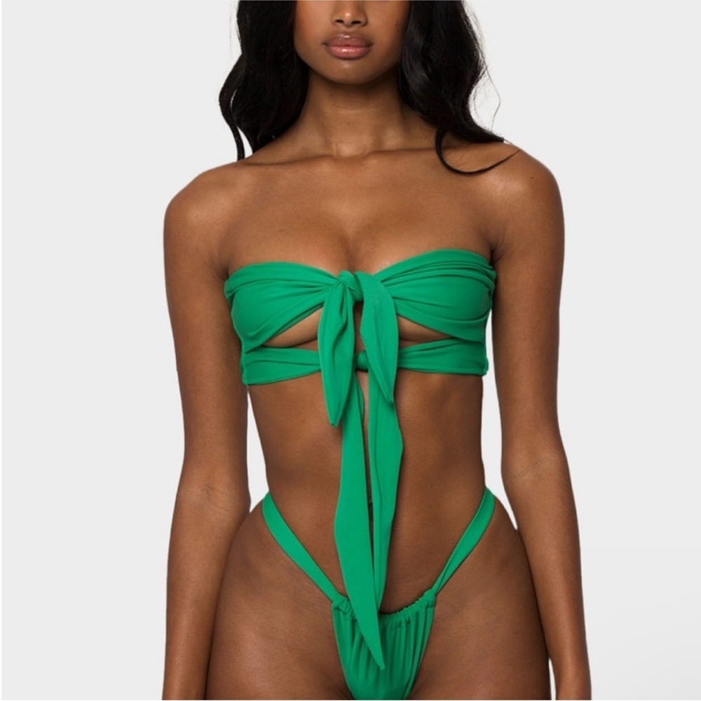 Khassani Jelly Bandeau & Jelly Bottoms Bikini Set Green